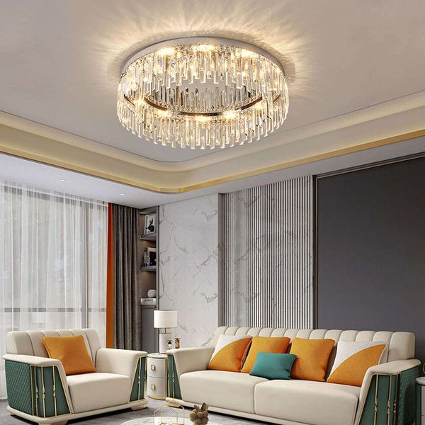 Round Light Crystal Ceiling Lamp Modern Minimalist Living Bedroom Whole House Indoor Lighting For Home