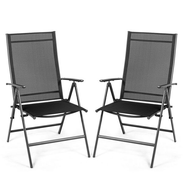 Set of 2 adjustable reclining patio chairs for dining
