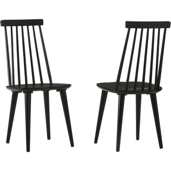 Set of 2 black wooden spindle chairs for farmhouse-style dining rooms