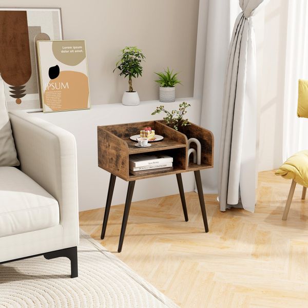 Set of 2 nightstands featuring rattan drawers and sturdy wooden legs