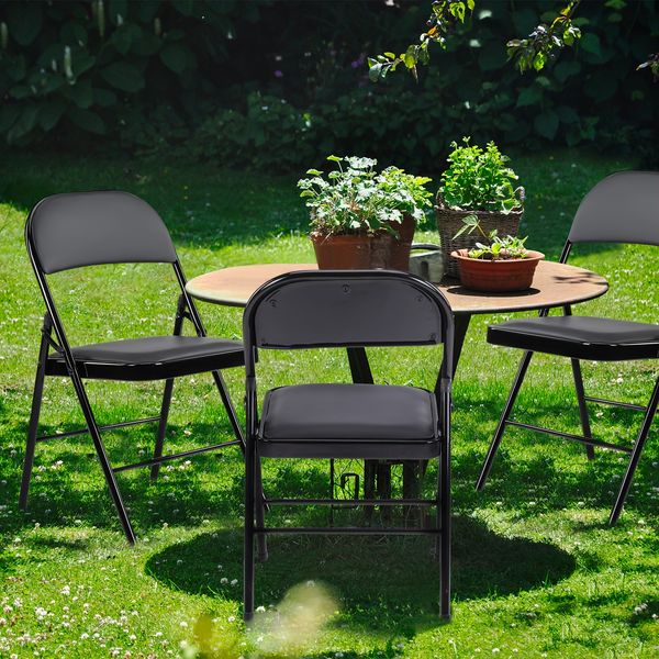 Set of 2/4/10/20 collapsible padded leather chairs for indoor/outdoor events, comfortable folding seating option ph842 C4
