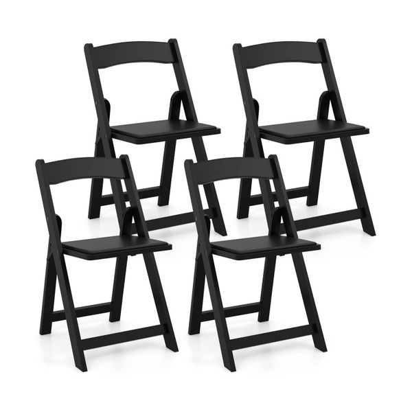 Set of 4 foldable dining chairs featuring rubber wood legs and cushioned seats