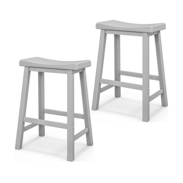 Set of two 24-inch bar stools featuring sturdy wooden legs
