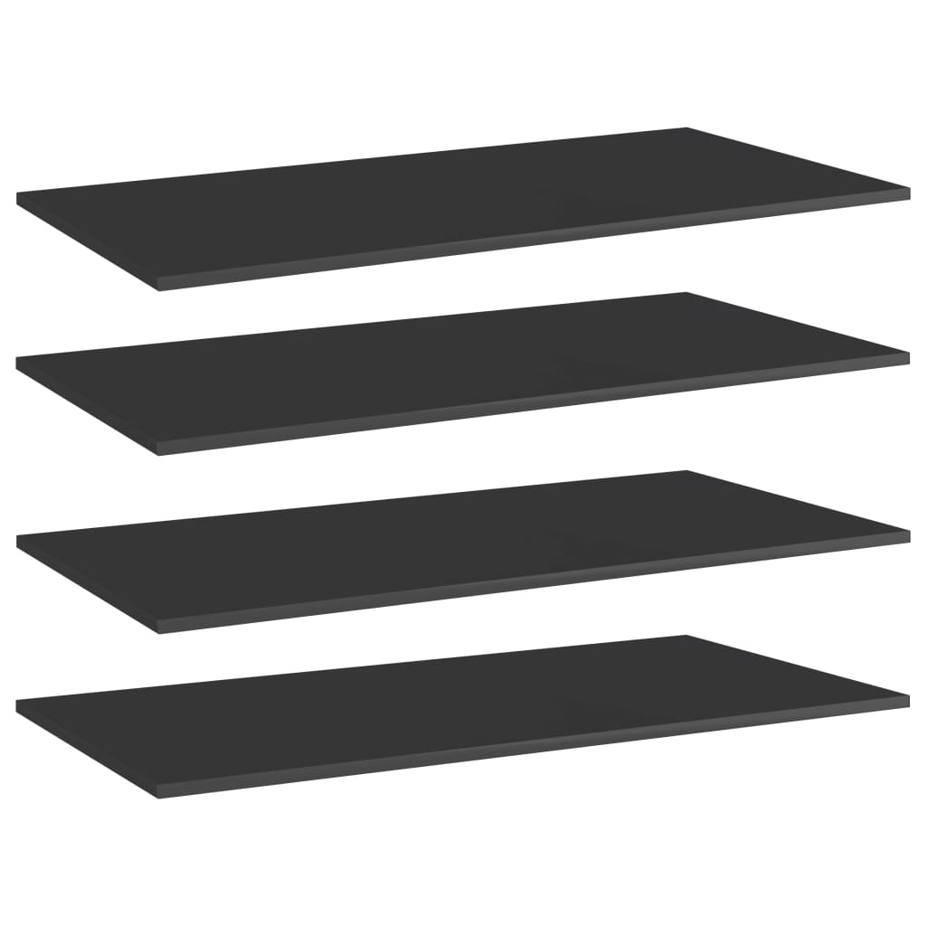 Shelf Set of 4 High gloss black Engineered wood 39.4 x 19.7 in
