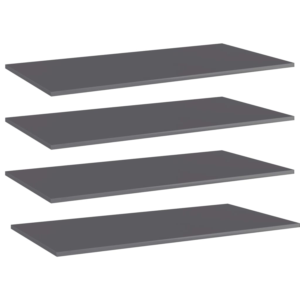 Shelf Set of 4 High gloss gray Engineered wood 39.4x19.7x0.6 in