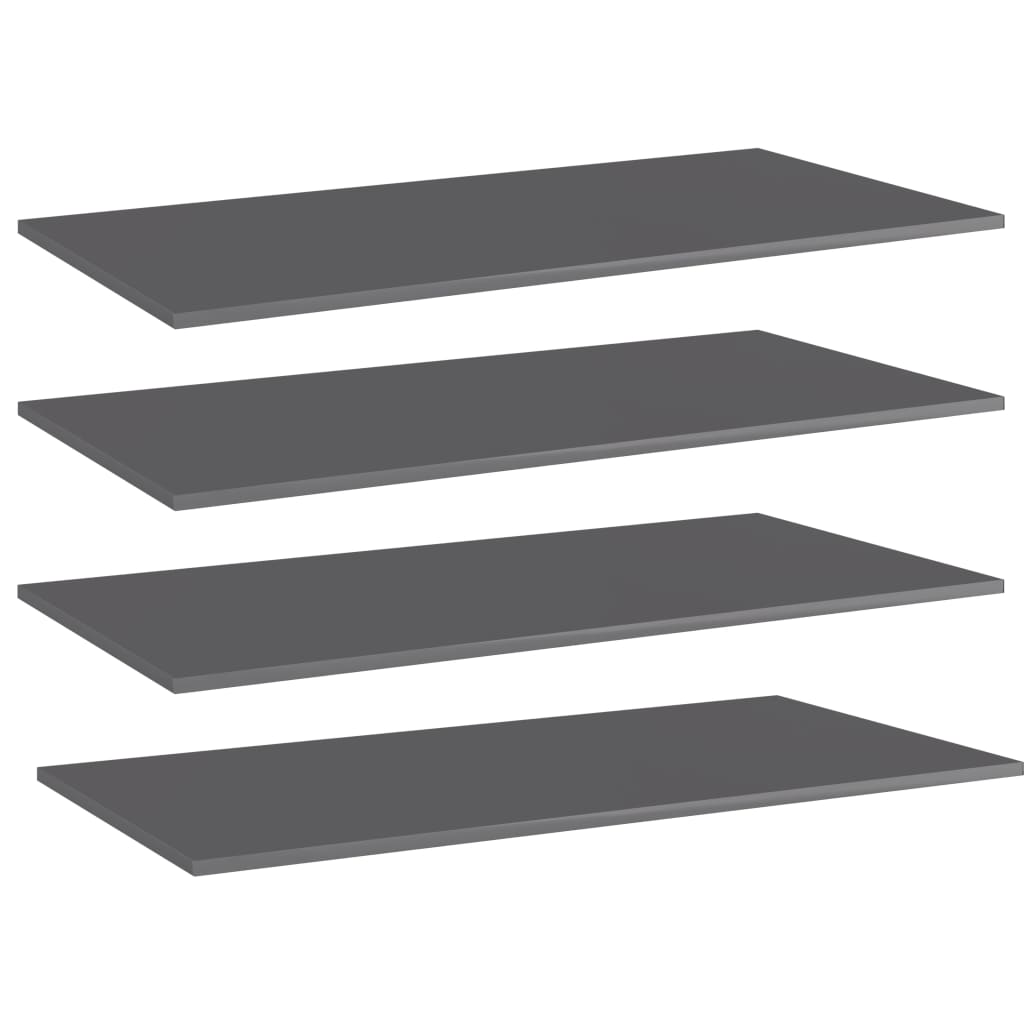 Shelf Set of 4 High gloss grey Engineered wood