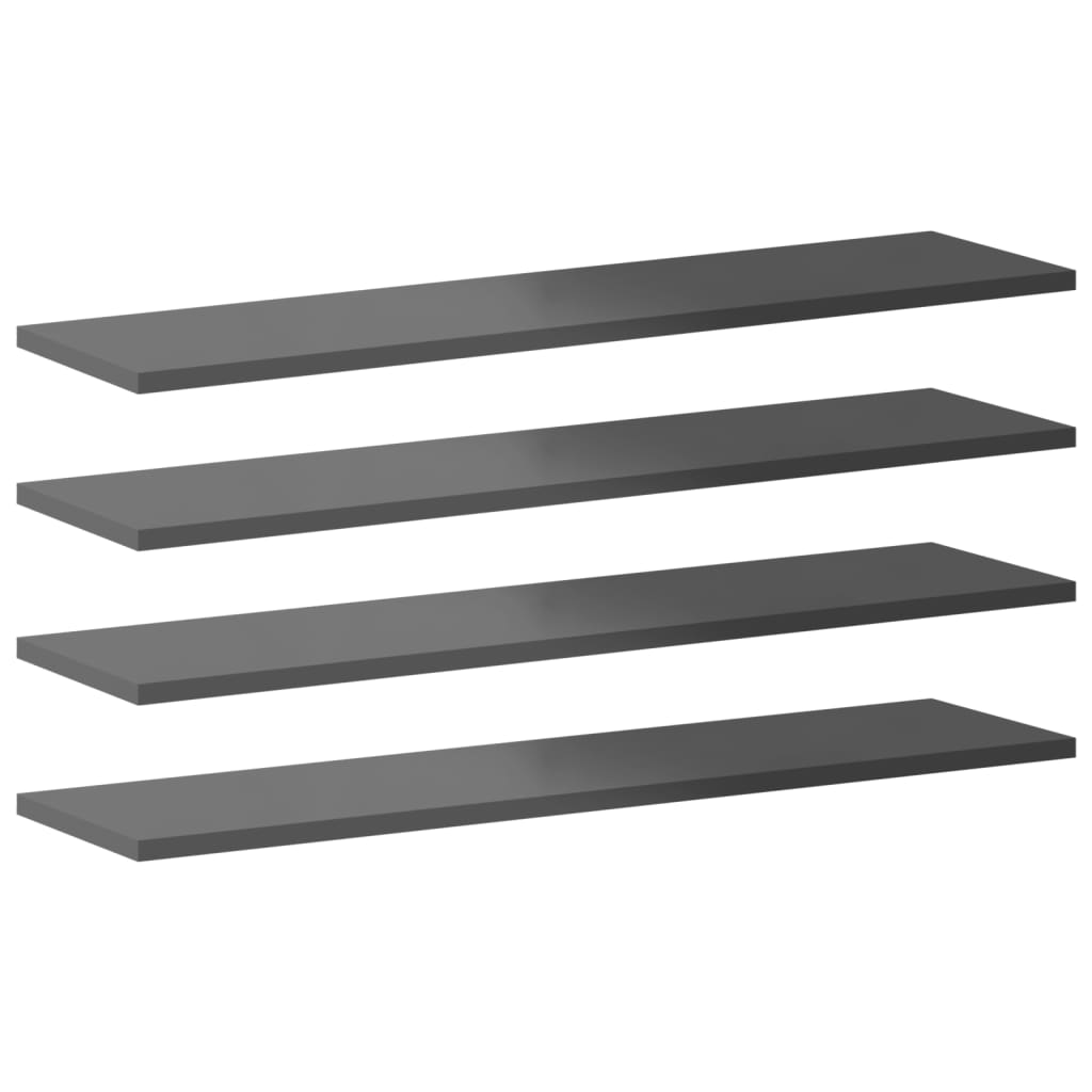 Shelf Set of 8 High gloss grey Engineered wood