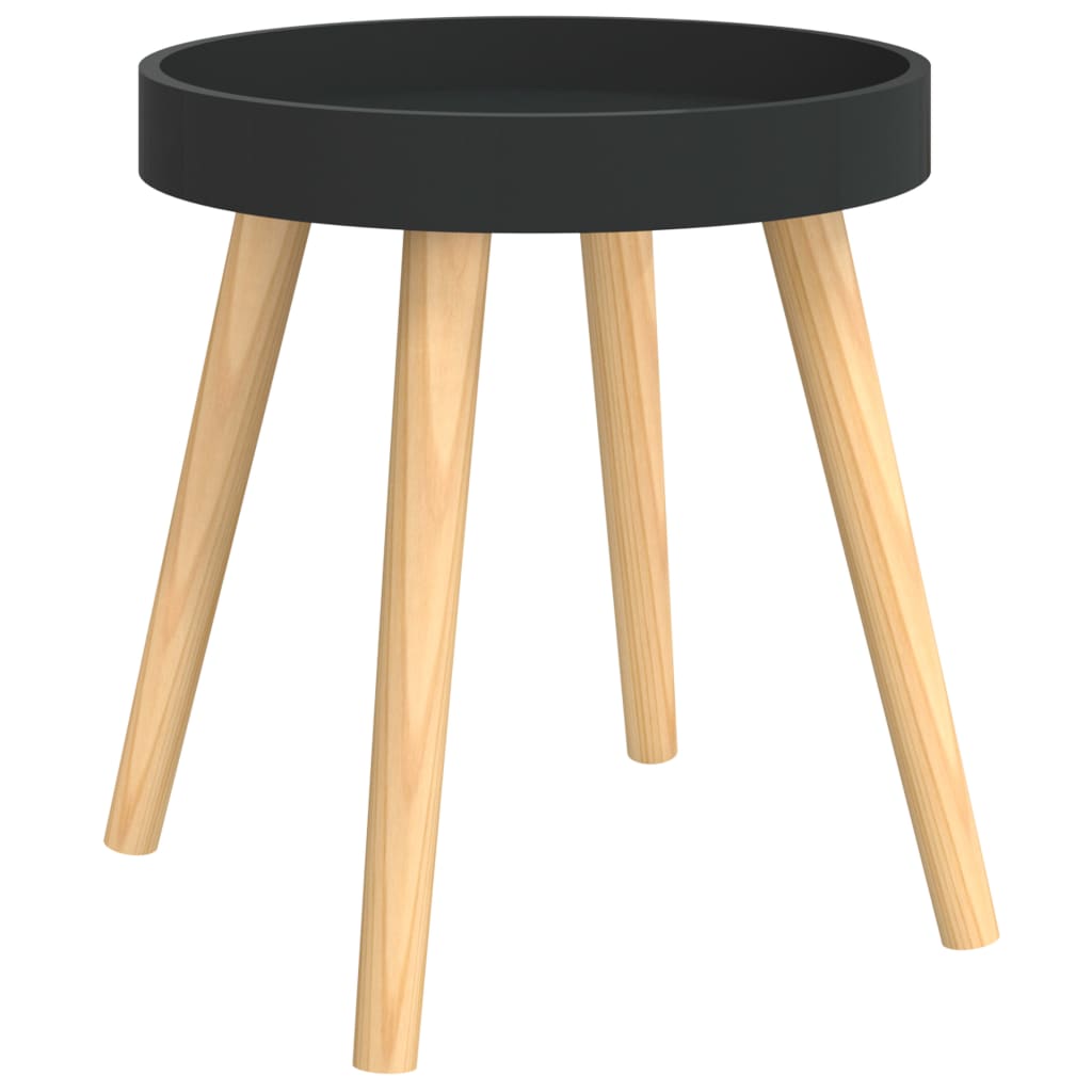 Side Table Black Engineered wood Small Side Table Round
