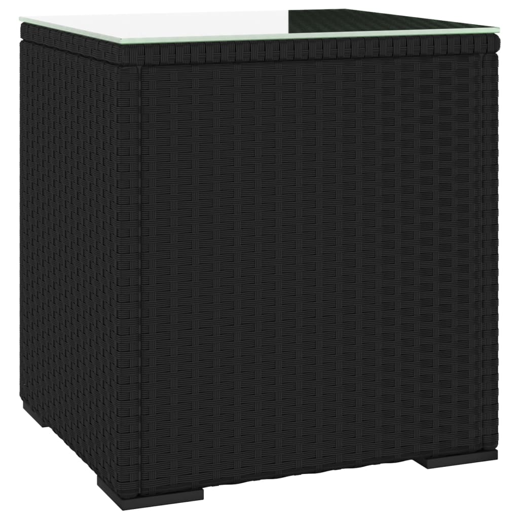 Side Table Black PE rattan Compact Durable Side Table Square