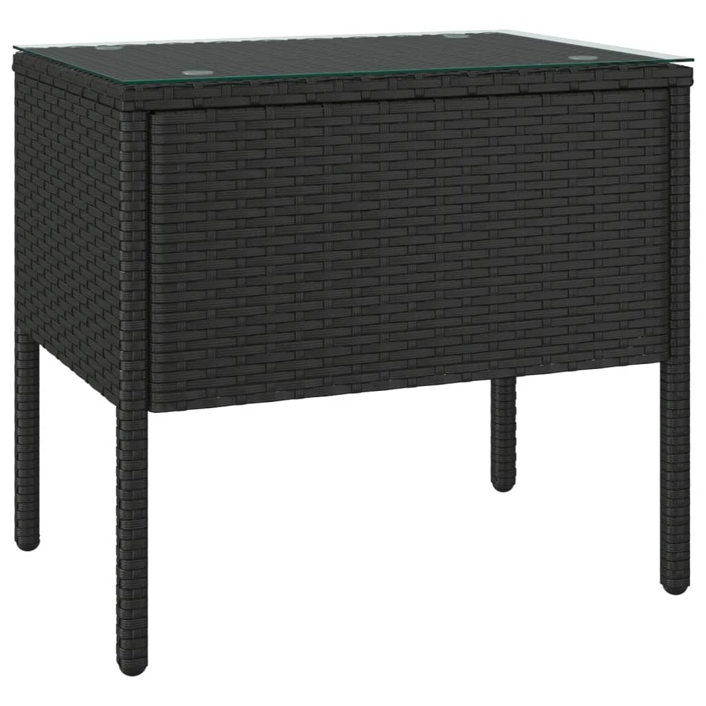 Side Table Black Poly Rattan Compact Durable Side Table