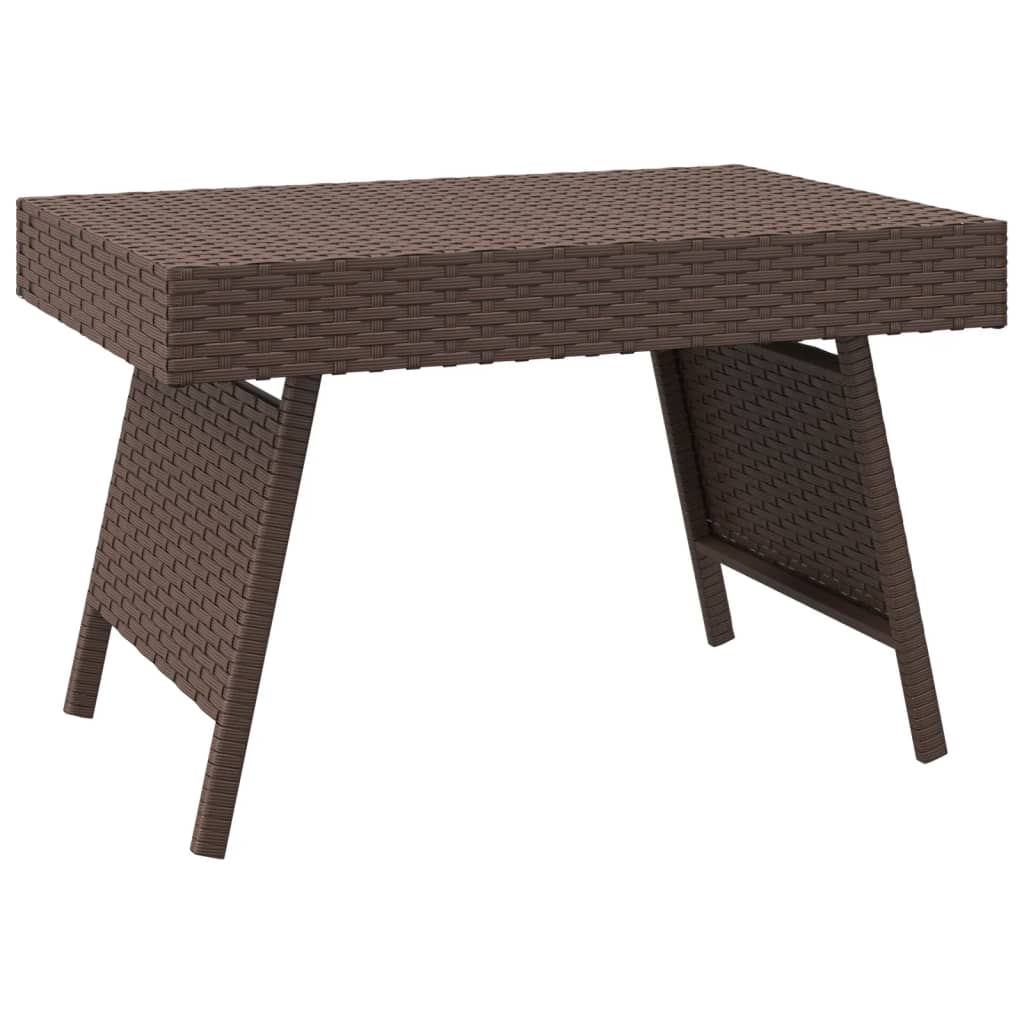 Side Table Brown PE rattan, Powder-coated steel Compact Foldable