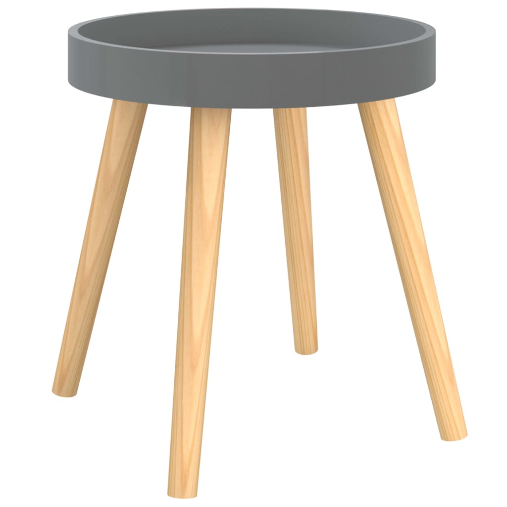 Side Table Grey Engineered Wood and Solid Pine Small Durable