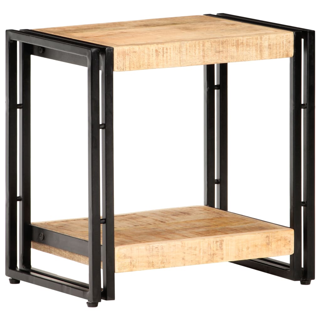 Side Table Natural Rough Mango Wood 15.7 x 11.8 x 15.7 in