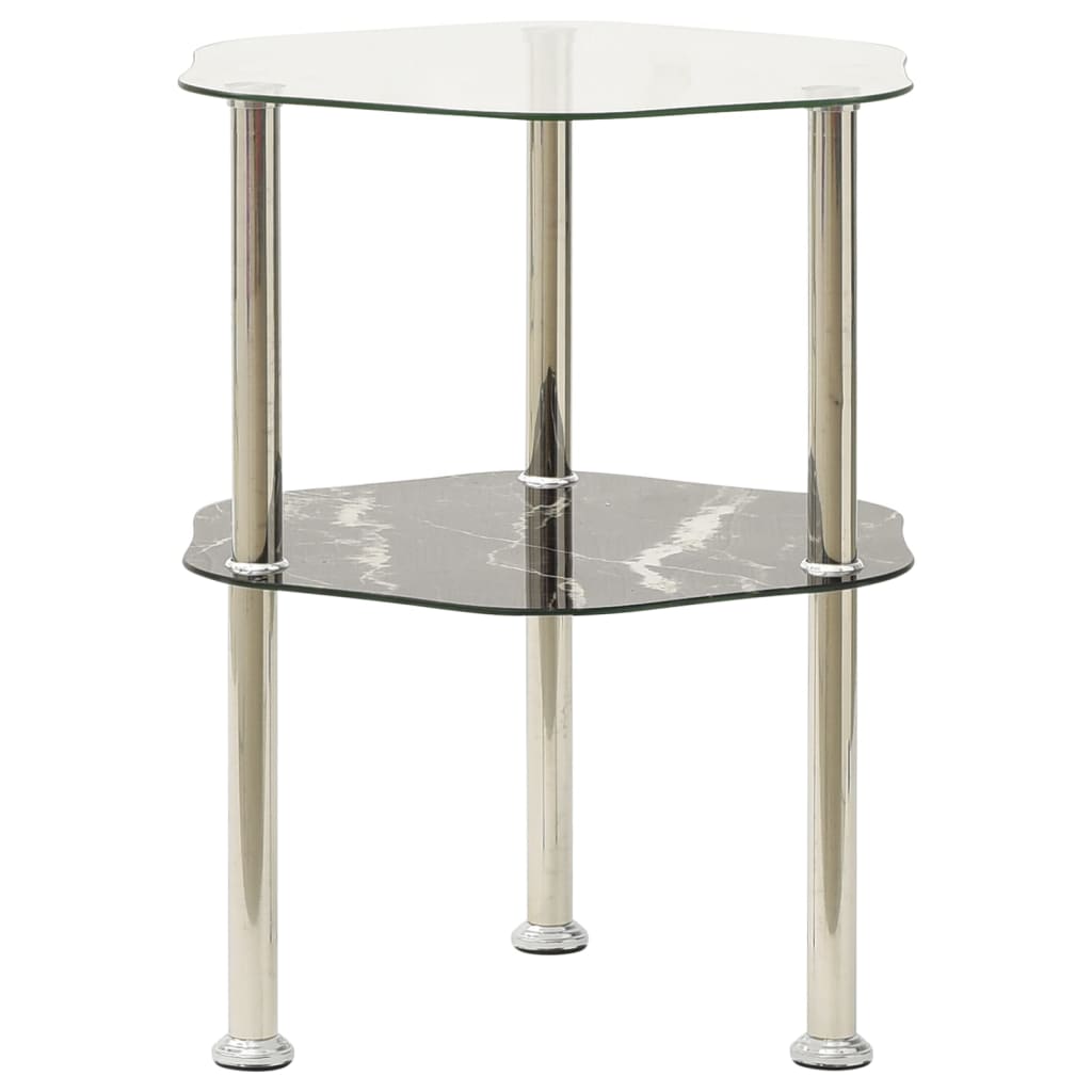 Side Table Transparent and black marble