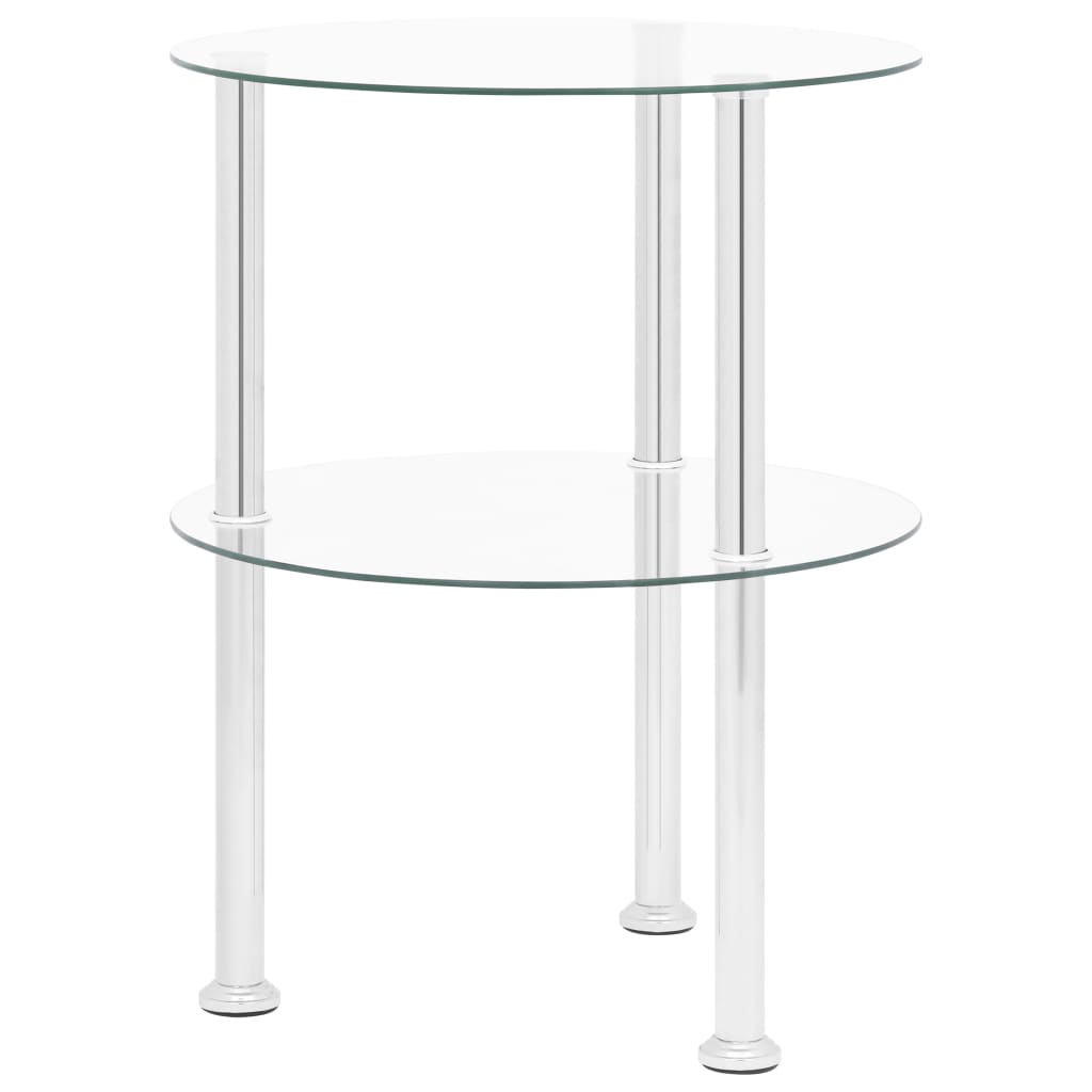 Side Table Transparent Tempered glass, Stainless steel Medium