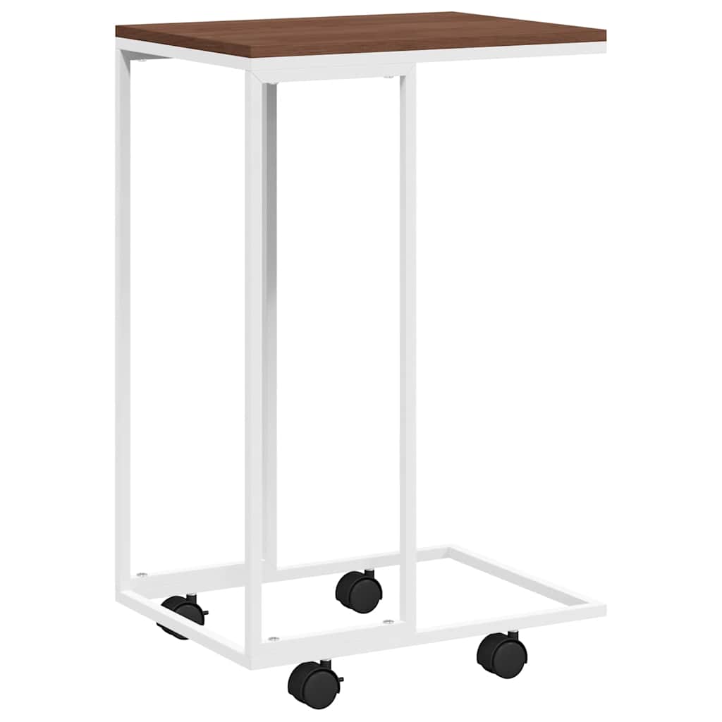 Side Table White and Brown Engineered wood, iron Small Portable