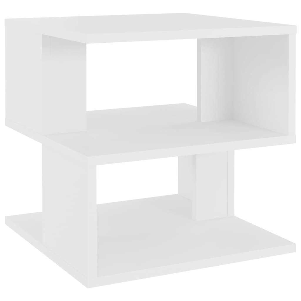 Side Table White Engineered Wood 15.7 in x 15.7 in x 15.7 in