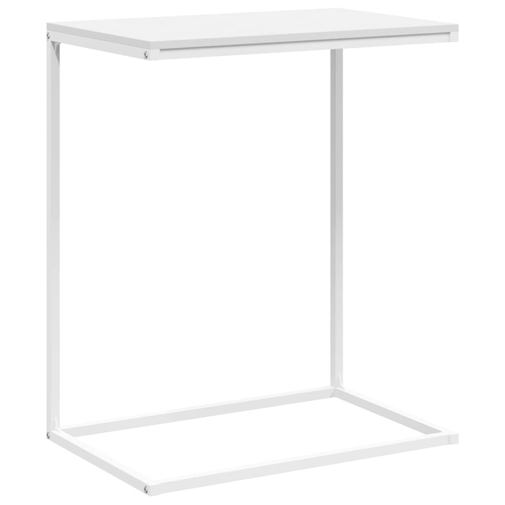 Side Table White Engineered Wood, Iron Compact Durable