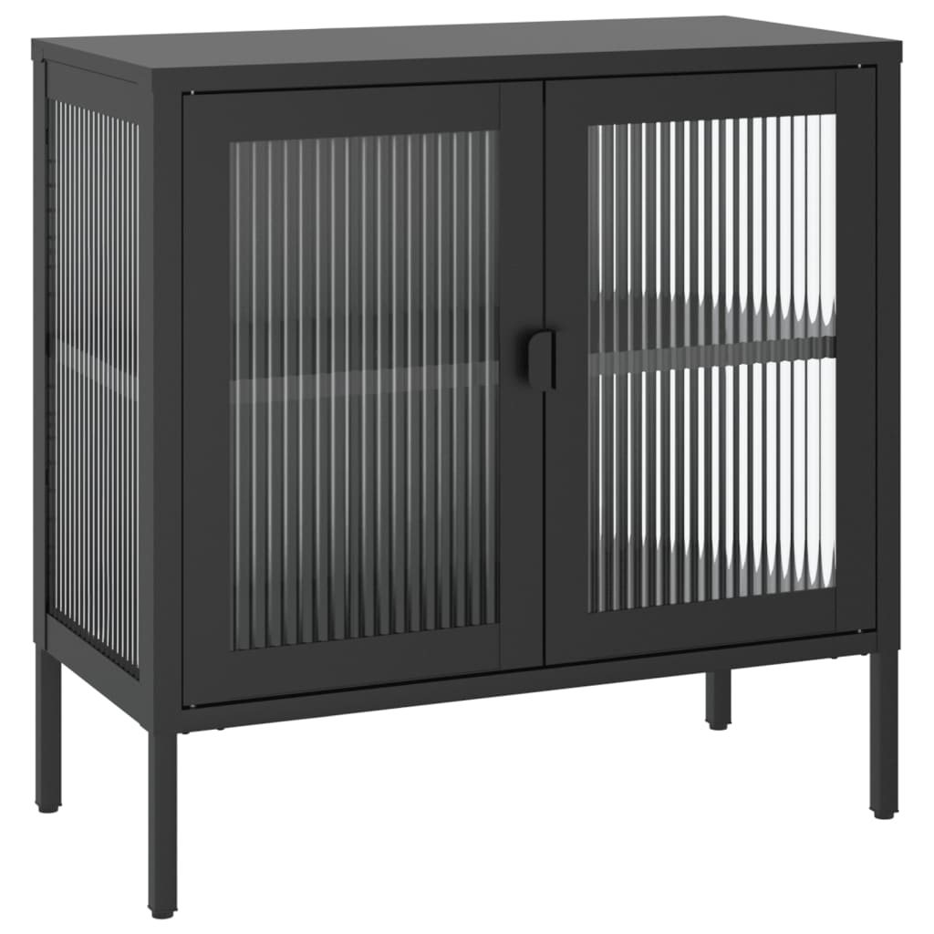 Sideboard Black Powder-coated steel, fluted glass Medium