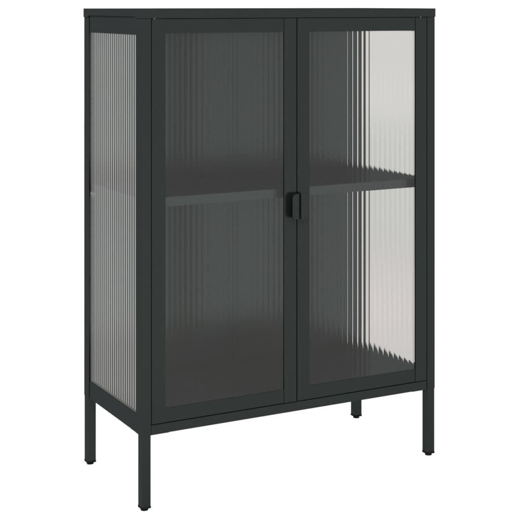 Sideboard Black Powder-coated steel, fluted glass Medium