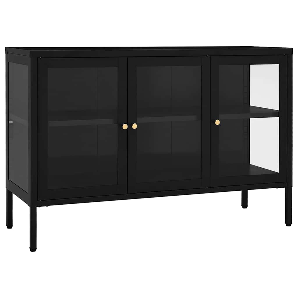 Sideboard Black Powder-Coated Steel Medium Adjustable Feet
