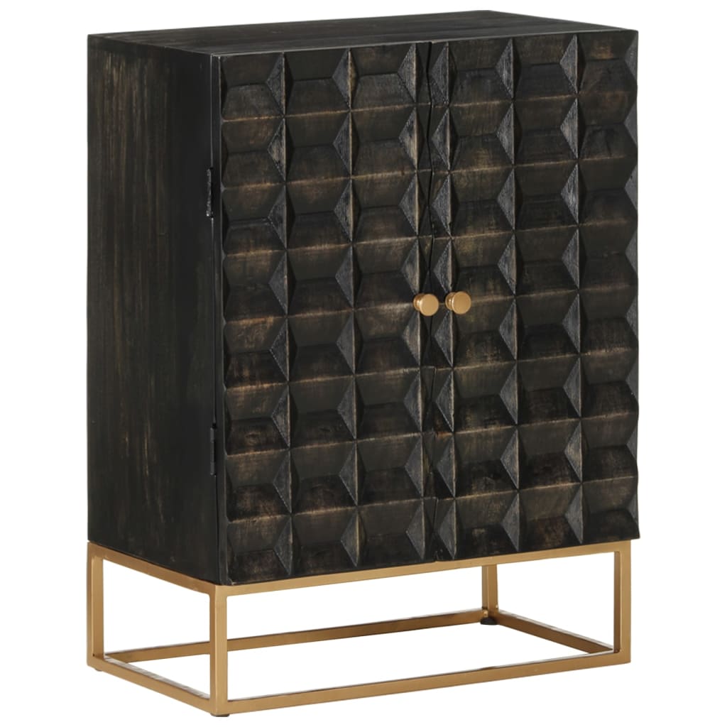 Sideboard Black Solid Mango Wood and Iron Medium Sideboard