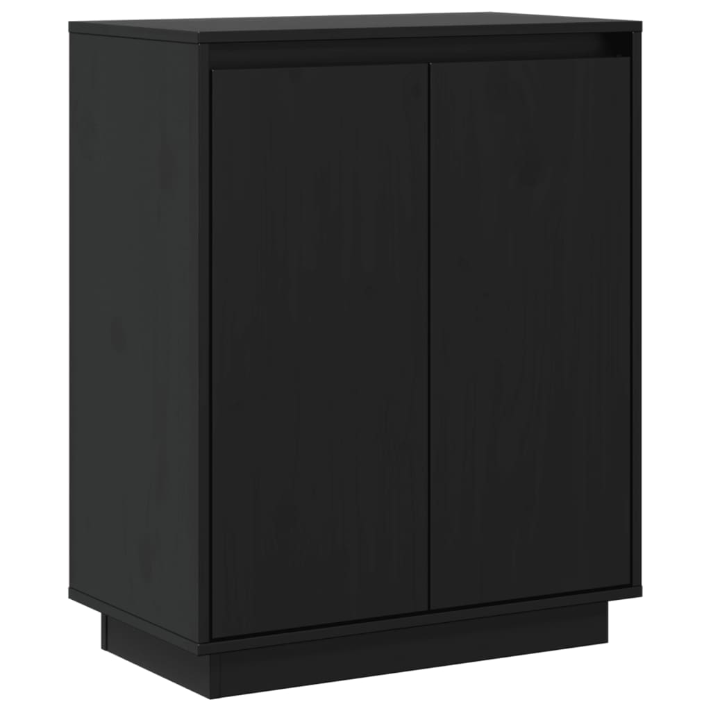 Sideboard Black Solid Pine Wood Medium Sideboard Rectangular