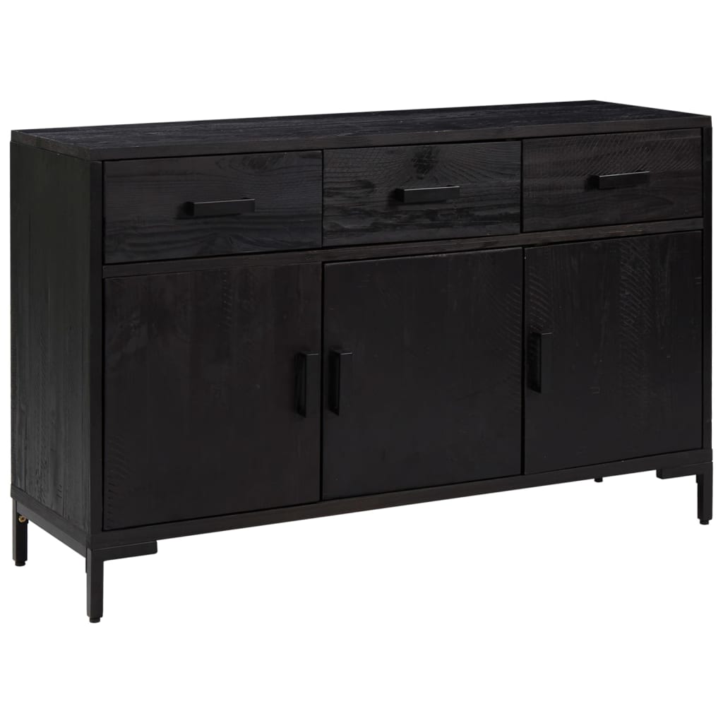 Sideboard Black Solid pinewood, engineered wood, metal Medium