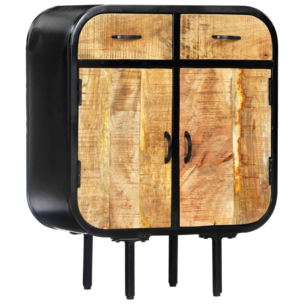 Sideboard Brown and Black Solid mango wood, powder-coated iron
