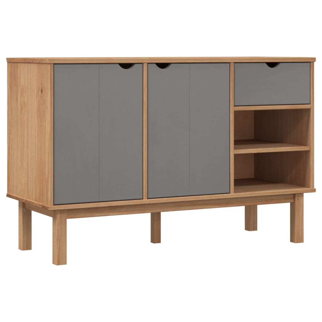 Sideboard Brown and Grey Solid pine wood, engineered wood