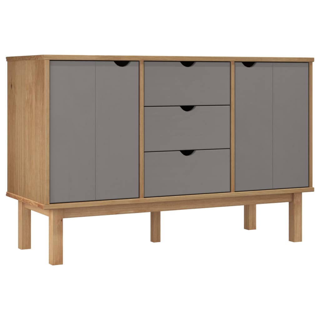 Sideboard Brown and grey Solid pine wood, engineered wood