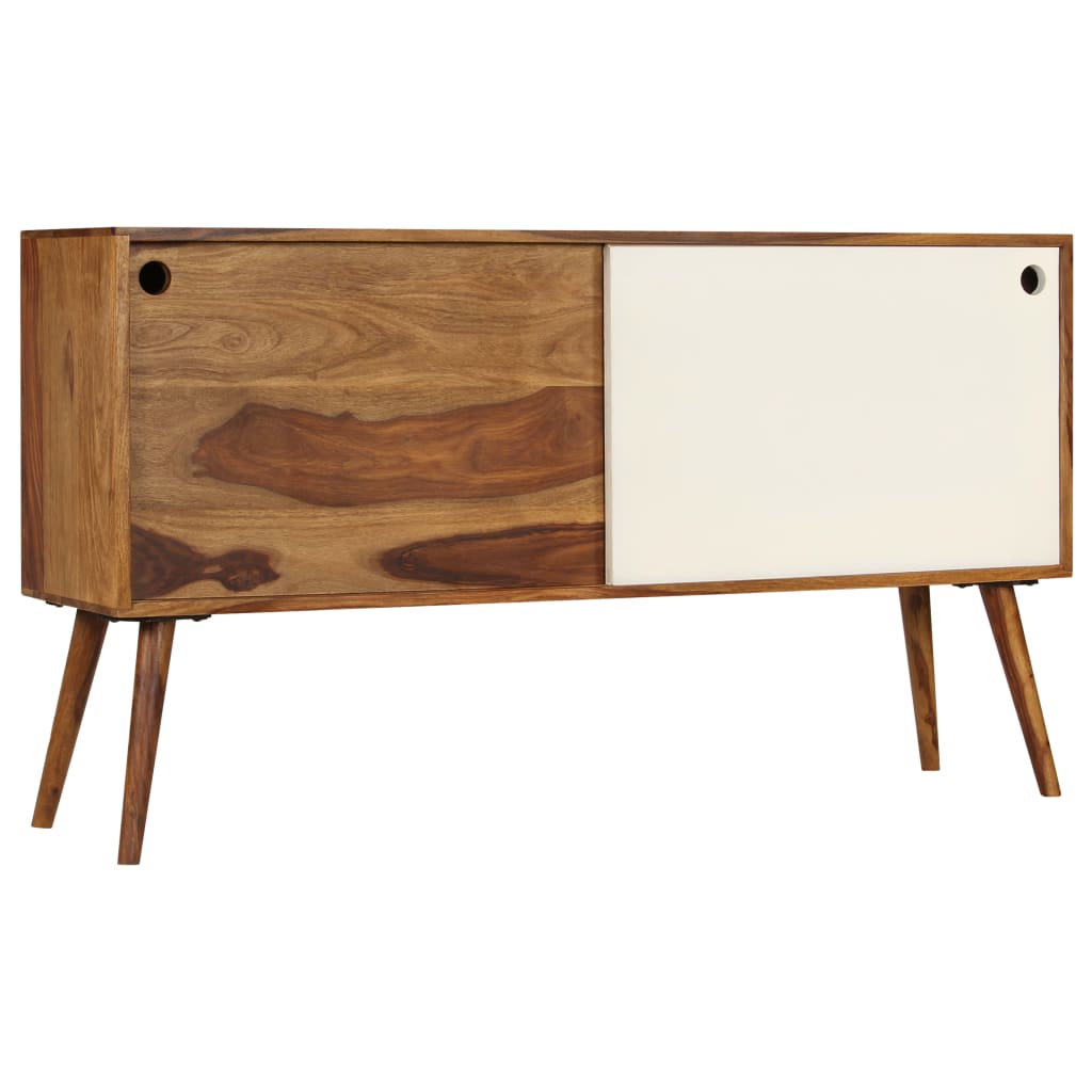 Sideboard Brown and White Solid Acacia Wood 46.5x11.8x26.0 in.
