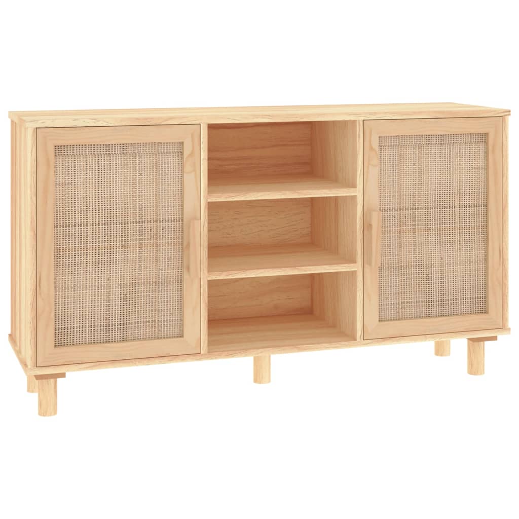 Sideboard Brown Engineered wood, solid pine, natural rattan Medium