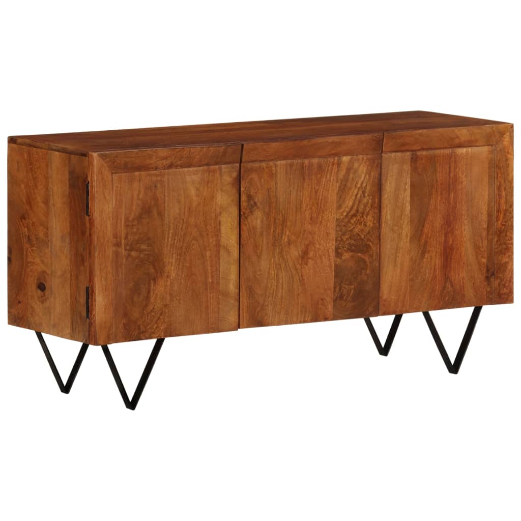 Sideboard Light Stained Wood Solid Mango Wood, Powder-Coated Steel