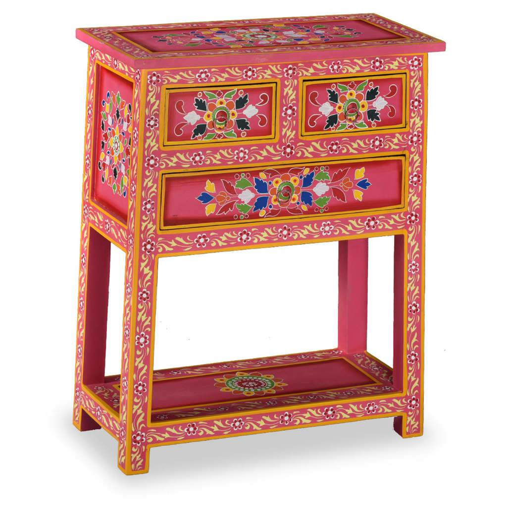 Sideboard Multicolor with pink base Solid mango wood Standard