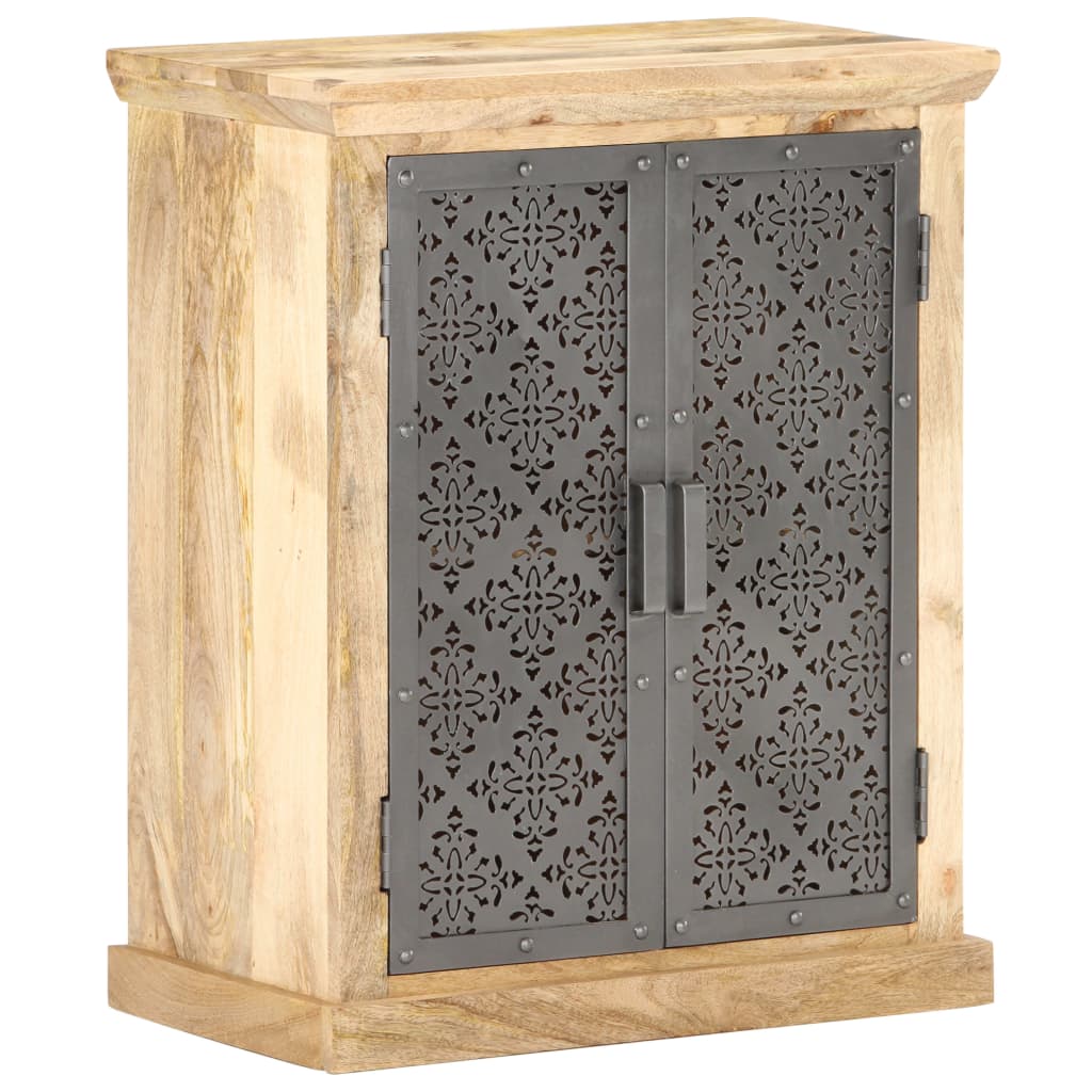 Sideboard Natural and Black Solid mango wood, powder-coated steel