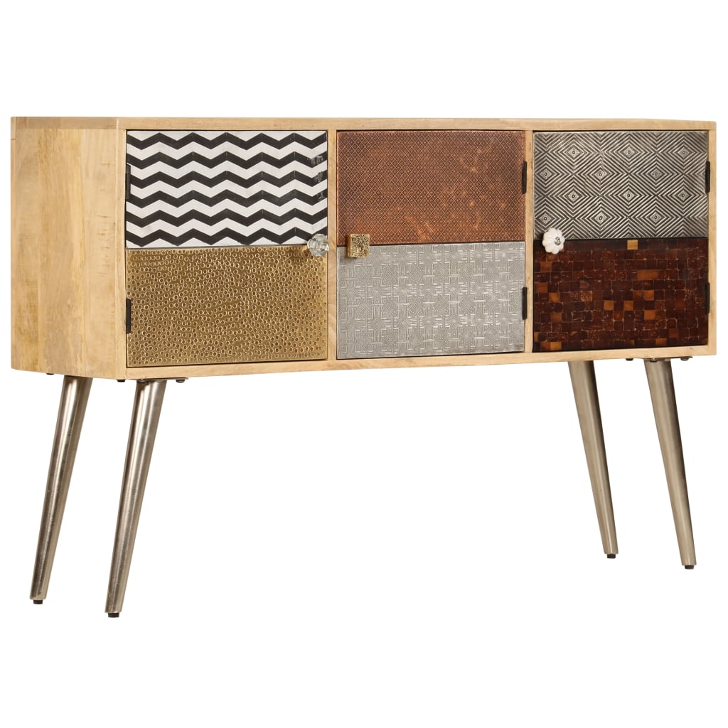 Sideboard Naturally stained wood with multicolored patterns