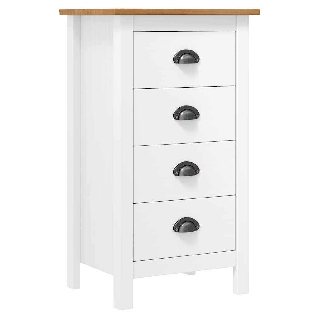 Sideboard White and Honey Brown Solid Pine Wood Compact Sideboard