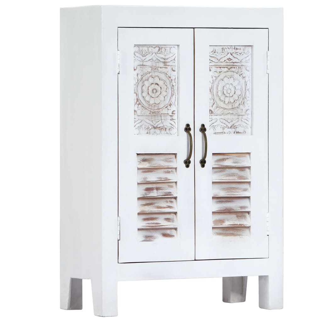 Sideboard White Solid mango wood, Engineered wood Medium