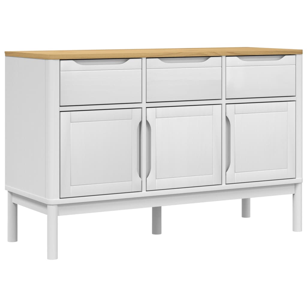 Sideboard White Solid Pine Wood, Engineered Wood Medium Sideboard