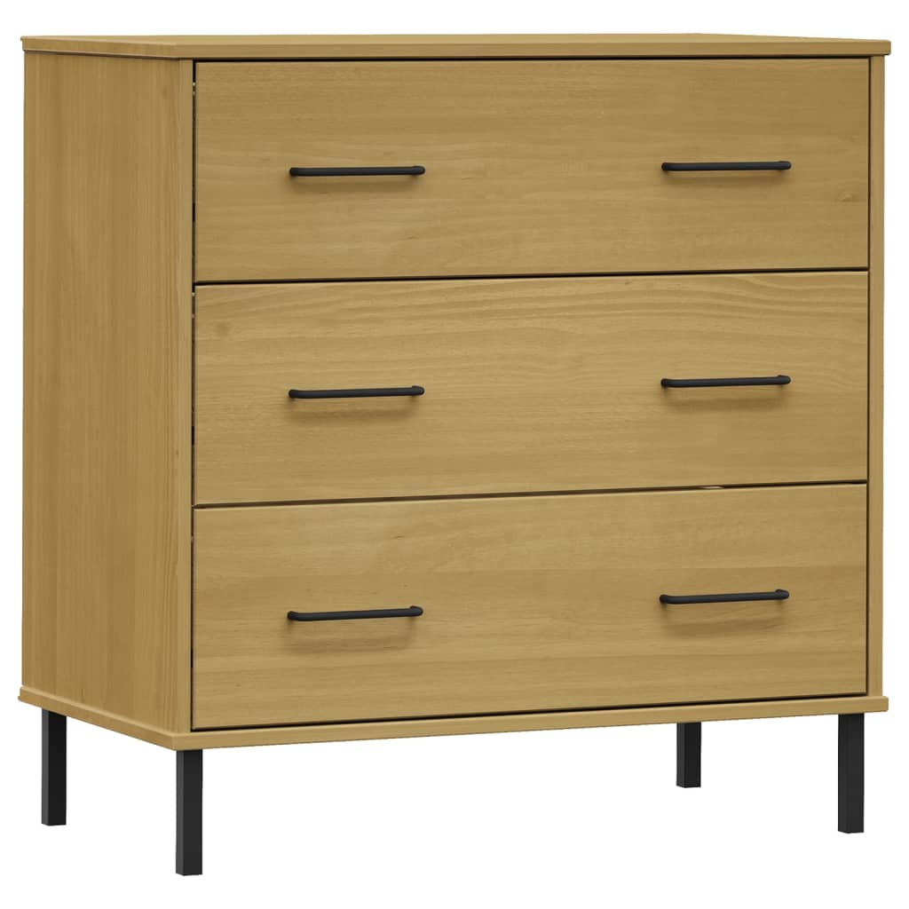 Sideboard with 3 Drawers Brown 30.3"x15.7"x31.3" Solid Wood OSLO