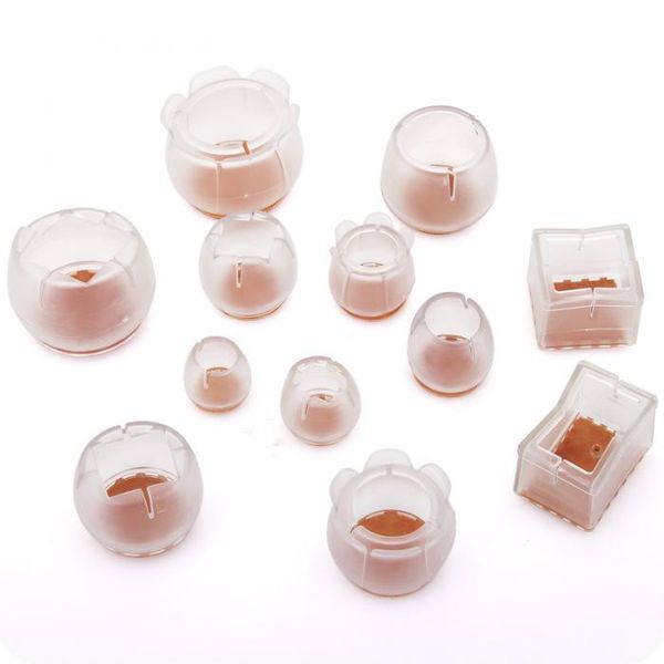 Silicone durable rectangular square circular non-slip chair leg protectors for dining tables and wood floors