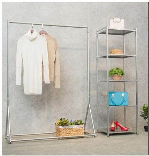 Silver floor hanger for bedroom, simple yet elegant iron and cloth clothing rack with creative hat shelf