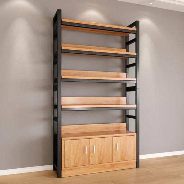 Simple home bookcase with large capacity for bedroom, featuring floor shelves for newspapers, magazines, and children's picture books