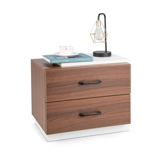 Sleek vertical nightstand featuring 2 drawers, ideal for bedroom or living room