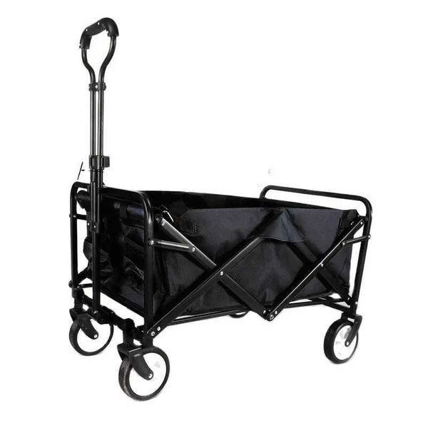 Small portable folding handcart with 60L Oxford cloth and rubber wheels for outdoor travel and off-road camping, capacity 00kg