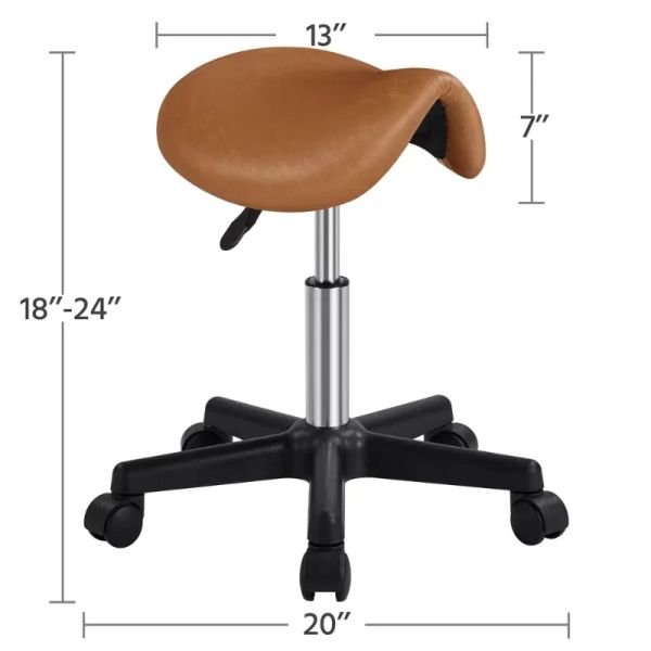 Smile Mart's set of 2 brown adjustable rolling saddle bar chairs, ideal for massage, tattoo, and dental use