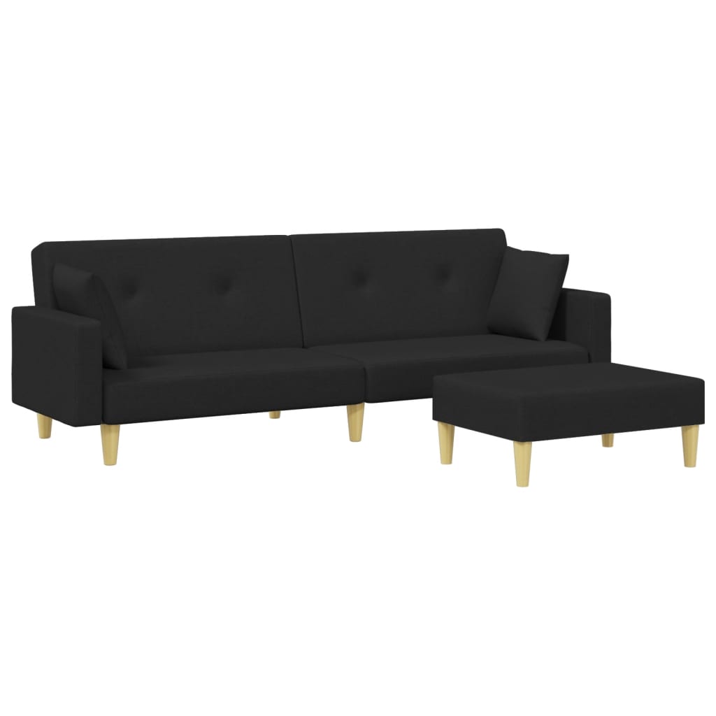 Sofa Bed Black Fabric (100% polyester), wood, plastic