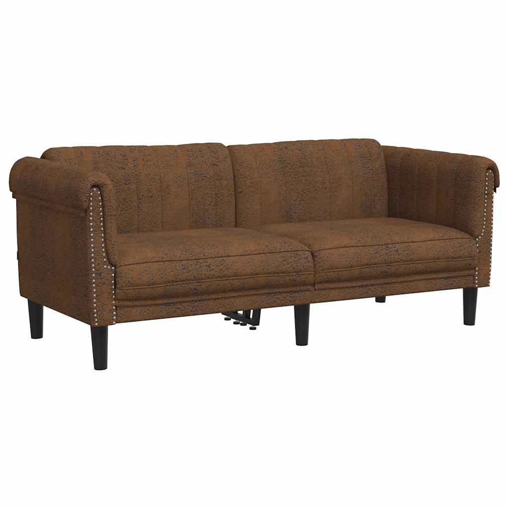 Sofa Brown Faux suede leather (100% polyester), plywood, solid wood