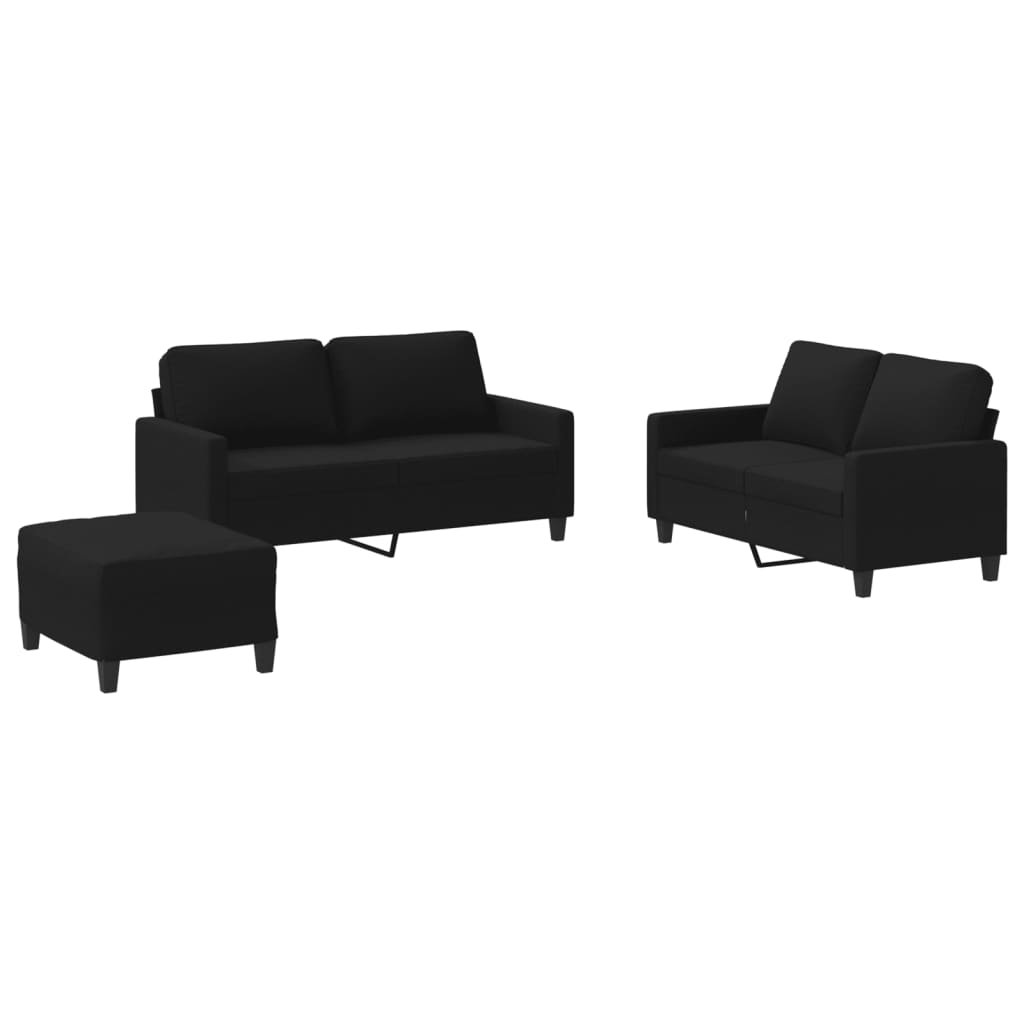 Sofa Set Black Fabric (100% polyester), metal, plywood, foam Medium